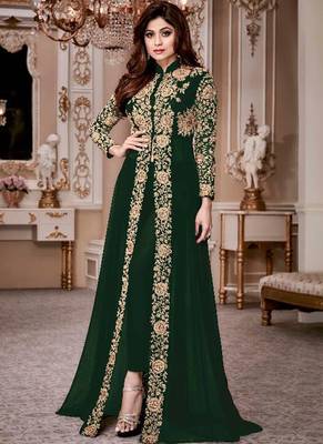 Green embroidered georgette salwar 1