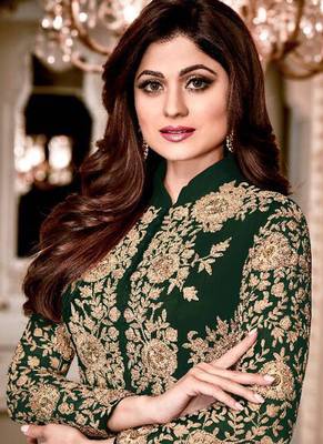 Green embroidered georgette salwar 2