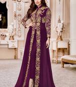 Wine embroidered georgette salwar