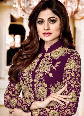 Wine embroidered georgette salwar 2