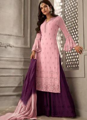 Light-pink embroidered georgette salwar 1