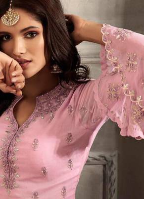 Light-pink embroidered georgette salwar 2