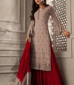 Grey embroidered georgette salwar