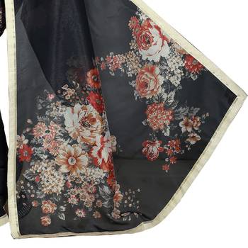 Black Color Digital Printed Organza Saree With Blouse 4