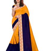 Yellow plain cotton silk saree with blouse