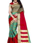 Multicolor printed cotton silk saree with blouse
