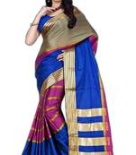 Multicolor printed cotton silk saree with blouse