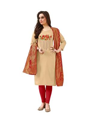 Beige embroidered cotton salwar 1