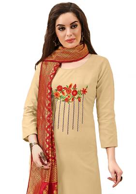 Beige embroidered cotton salwar 2