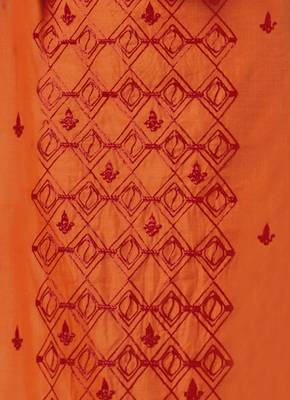 Kimisha Orange & Red Modal Silk Embroidered Dress Material With Laheria Dupatta 4