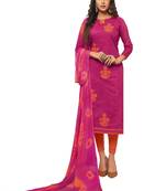 Kimisha Pink & Orange Modal Silk Embroidered Dress Material With Laheria Dupatta