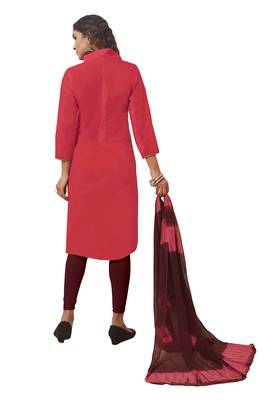 Kimisha Pink & Maroon Modal Silk Embroidered Dress Material With Laheria Dupatta 2