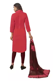 Kimisha Pink & Maroon Modal Silk Embroidered Dress Material With Laheria Dupatta