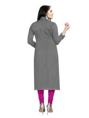 Kimisha Women's Grey Slub Cotton Hand Work Dress Material With Banarasi Dupatta 3