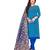 Kimisha Women's Sky Blue Slub Cotton Hand Work Dress Material With Banarasi Dupatta
