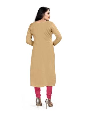 Kimisha Women's Beige Slub Cotton Hand Work Dress Material With Banarasi Dupatta 3