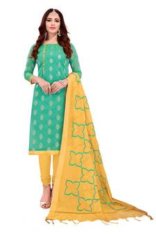 Kimisha Women's Navy Blue & Pink Banarasi Jacquard Dress Material With Thread Work Modal Silk Dupatta