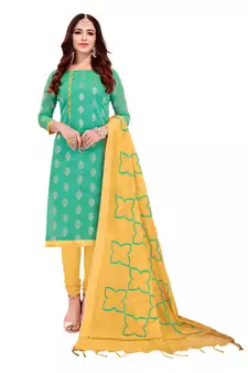 Kimisha Women's Navy Blue & Pink Banarasi Jacquard Dress Material With Thread Work Modal Silk Dupatta