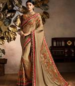 Chiku embroidered georgette saree with blouse