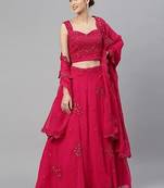 Romentic Pink Zari, Dori and Sequins embroidered georgette indian wedding lehenga dress