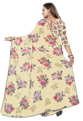 Very Soft Orange Color Digital Printed Georgette Saree With Blouse 3