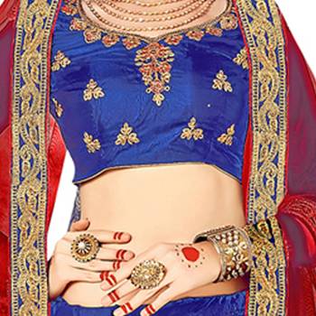 Blue Embroidered Silk Semi Stitched Lehenga 2