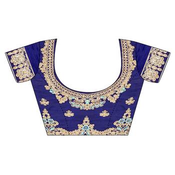 Blue Embroidered Net Semi Stitched Lehenga 4