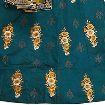 Sea-Green Embroidered Velvet Semi Stitched Lehenga 2