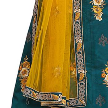 Sea-Green Embroidered Velvet Semi Stitched Lehenga 3