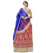 Pink Embroidered Net Semi Stitched Lehenga