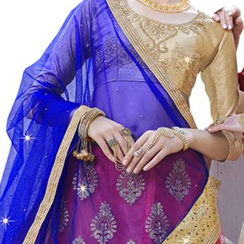 Pink Embroidered Net Semi Stitched Lehenga 2