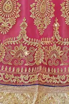 Pink Embroidered Net Semi Stitched Lehenga
