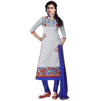 White Embroidered Georgette Salwar 1