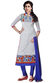 White Embroidered Georgette Salwar