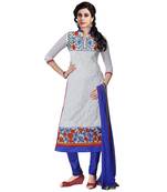 White Embroidered Georgette Salwar