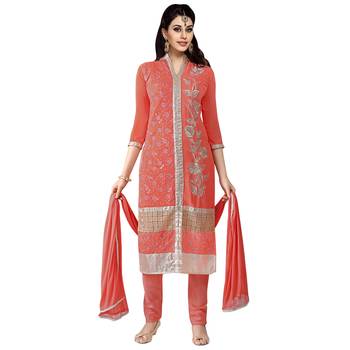 Red Embroidered Georgette Salwar 1