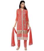 Red Embroidered Georgette Salwar