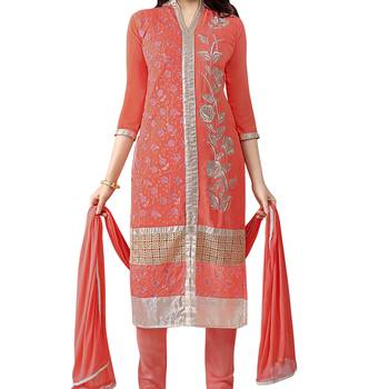Red Embroidered Georgette Salwar 2