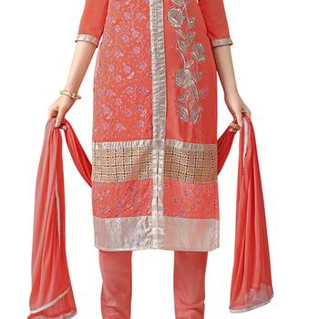 Red Embroidered Georgette Salwar 3