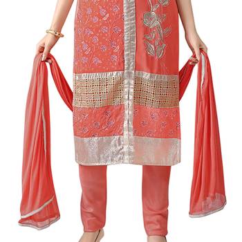 Red Embroidered Georgette Salwar 4