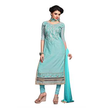 Blue Embroidered Chanderi Salwar 1