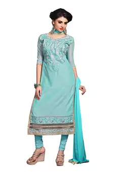 Blue Embroidered Chanderi Salwar
