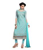 Blue Embroidered Chanderi Salwar