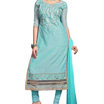 Blue Embroidered Chanderi Salwar 2