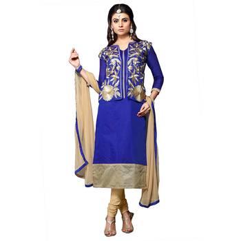 Blue Embroidered Chanderi Salwar 1