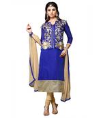 Blue Embroidered Chanderi Salwar