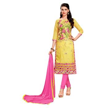 Yellow Thread Faux Cotton Salwar 1