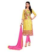 Yellow Thread Faux Cotton Salwar