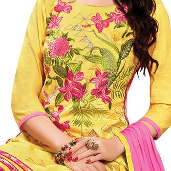 Yellow Thread Faux Cotton Salwar 3