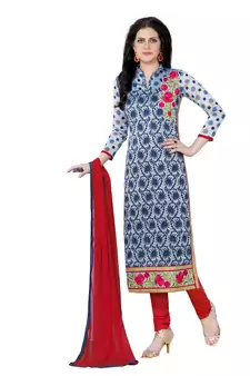 Blue Thread Faux Cotton Salwar